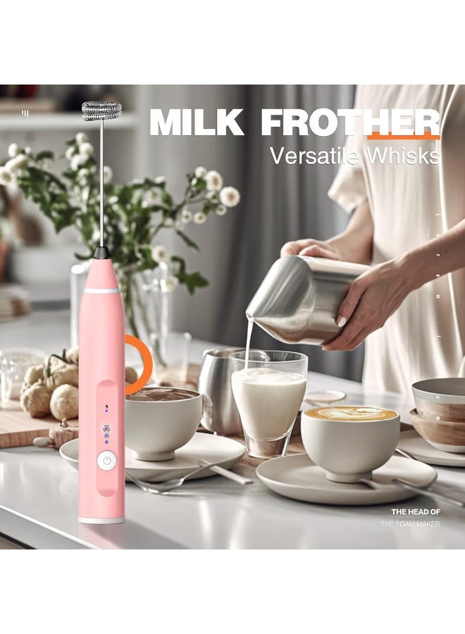 مضرب نسكافيه الاصدار الجديد موتور قوي شحن تايب سي لعمل فوم و رغوة حليب ٣ سرعات اللون روز - Image 3